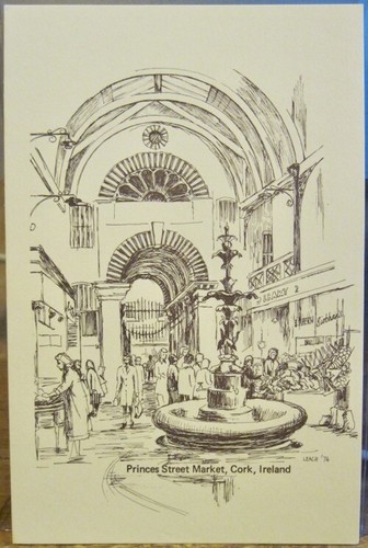 Irish illus line art postcard - irish,